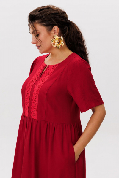 Платье Anelli 1604 бургундское_кружево - фото 6