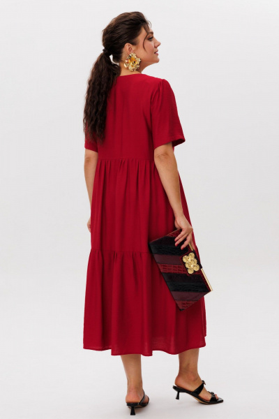 Платье Anelli 1604 бургундское_кружево - фото 5