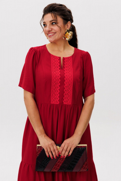 Платье Anelli 1604 бургундское_кружево - фото 4
