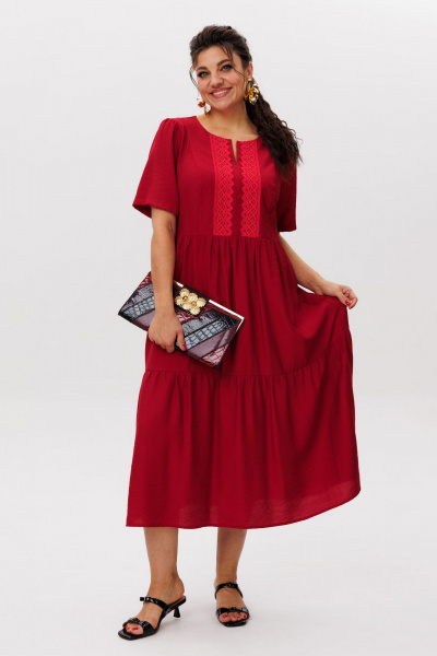 Платье Anelli 1604 бургундское_кружево - фото 3