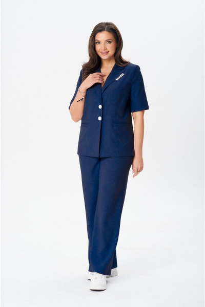 Брюки, жакет Vilena 1076 синий_меланж - фото 1