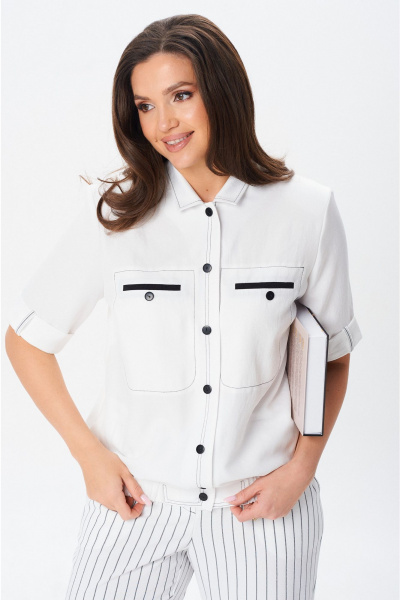 Брюки, жакет Vilena 1079 белый_белый-полоска - фото 9