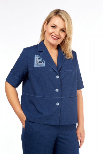 Брюки, жакет Vilena 1083 синий_меланж - фото 6