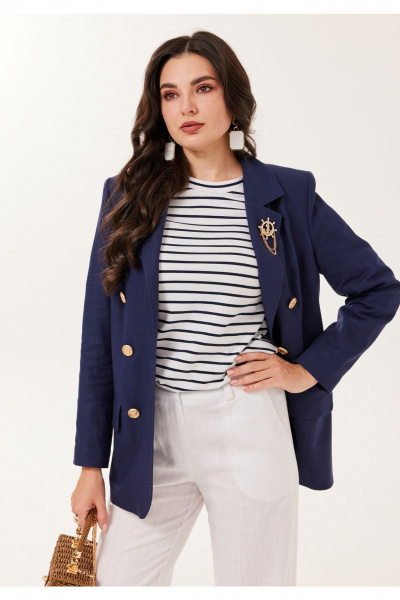 Брюки, жакет, футболка Твой имидж 2175 синий-белый - фото 6