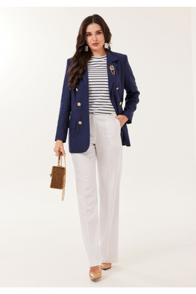 Брюки, жакет, футболка Твой имидж 2175 синий-белый - фото 4
