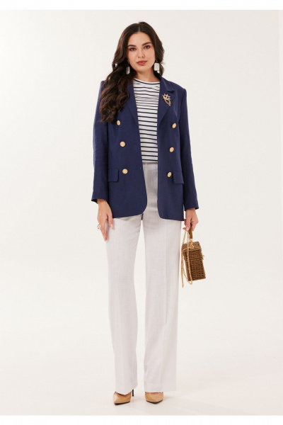 Брюки, жакет, футболка Твой имидж 2175 синий-белый - фото 3