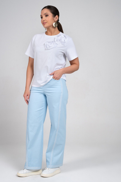 Блуза, брюки Alani Collection 2360 голубой - фото 6