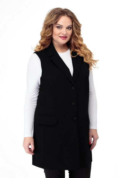 Жилет прямого силуэта для делового образа БелЭльСтиль 759-1 28 22 черный - фото 1