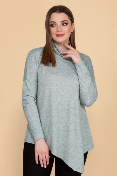 Туника расширенная к низу из трикотажа бирюзового цвета Медея и К 2070 мята - фото 2