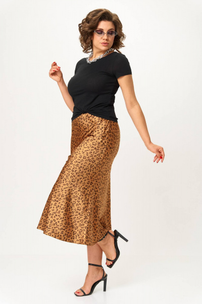 Юбка атласная трапециевидная длина макси Anastasia 1151.1 золото - фото 2