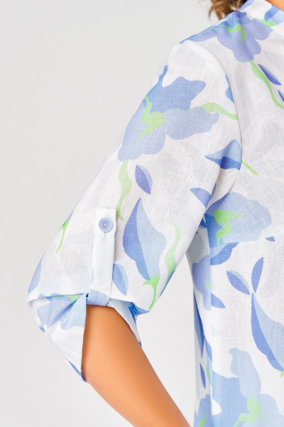 Блуза Swallow 852 белый/голубые_цветы - фото 12