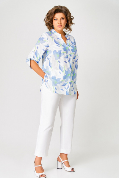 Блуза Swallow 852 белый/голубые_цветы - фото 10