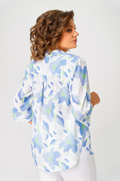 Блуза Swallow 852 белый/голубые_цветы - фото 9