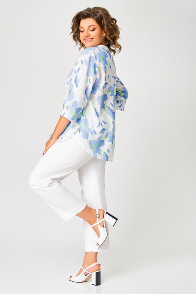 Блуза Swallow 852 белый/голубые_цветы - фото 8