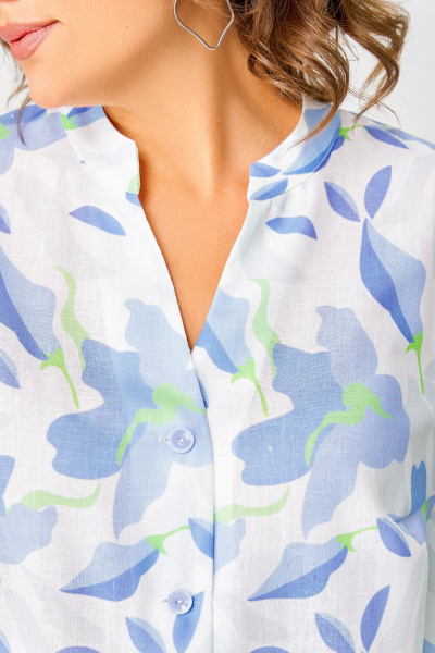 Блуза Swallow 852 белый/голубые_цветы - фото 7