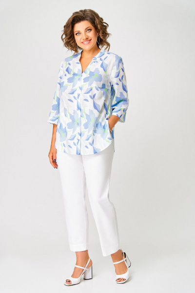 Блуза Swallow 852 белый/голубые_цветы - фото 4