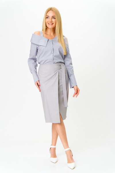 Рубашка AMUARt 1053 серо-голубой - фото 5