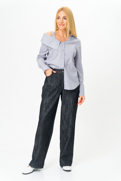 Рубашка AMUARt 1053 серо-голубой - фото 4