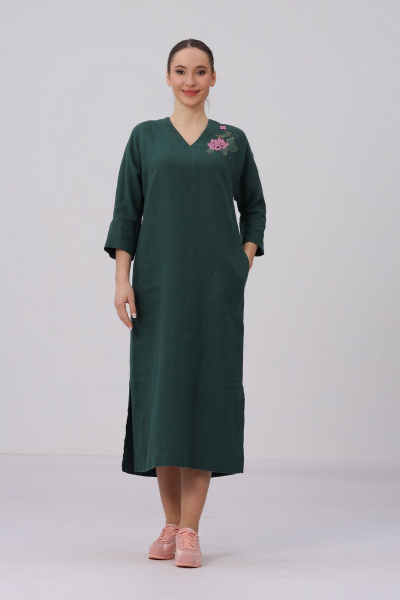 Платье Полинушка 429 изумрудный - фото 1