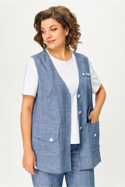 Брюки, жилет, футболка AMUARt 1049 голубой_джинс - фото 15