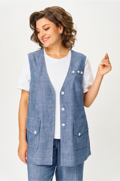 Брюки, жилет, футболка AMUARt 1049 голубой_джинс - фото 14