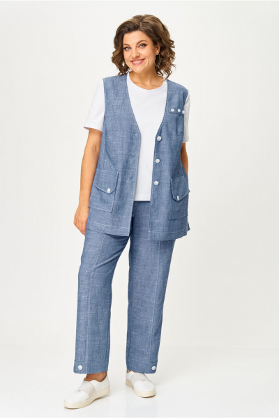 Брюки, жилет, футболка AMUARt 1049 голубой_джинс - фото 13