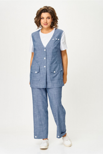 Брюки, жилет, футболка AMUARt 1049 голубой_джинс - фото 11