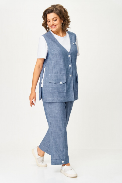 Брюки, жилет, футболка AMUARt 1049 голубой_джинс - фото 9