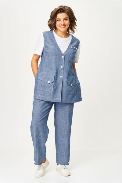 Брюки, жилет, футболка AMUARt 1049 голубой_джинс - фото 7