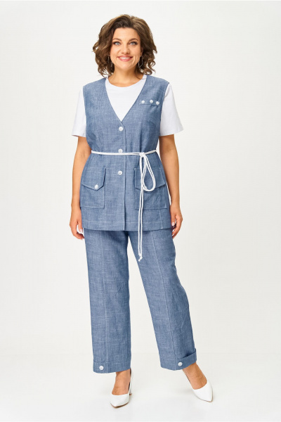 Брюки, жилет, футболка AMUARt 1049 голубой_джинс - фото 6