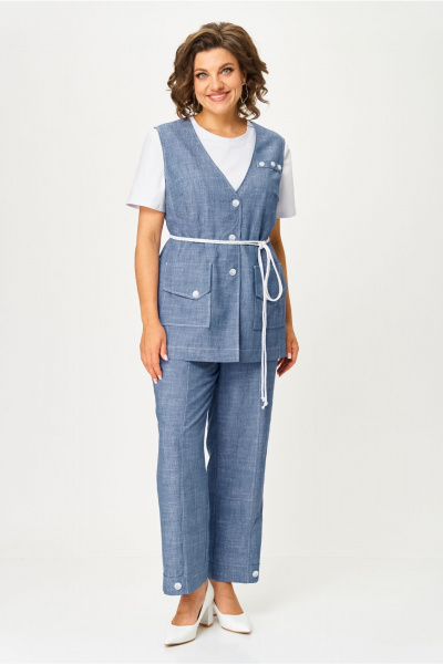 Брюки, жилет, футболка AMUARt 1049 голубой_джинс - фото 5