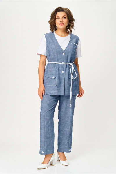 Брюки, жилет, футболка AMUARt 1049 голубой_джинс - фото 1