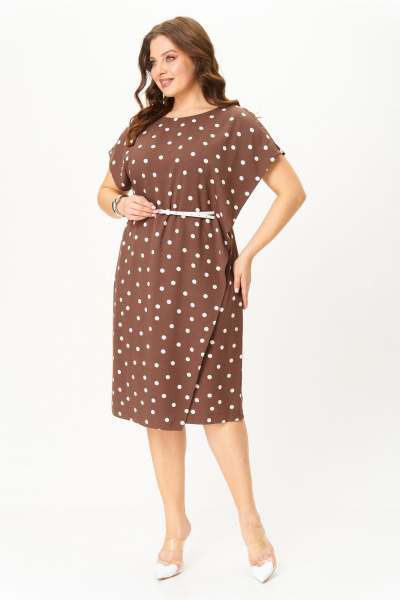Платье AMUARt 1043 коричный_горох - фото 5