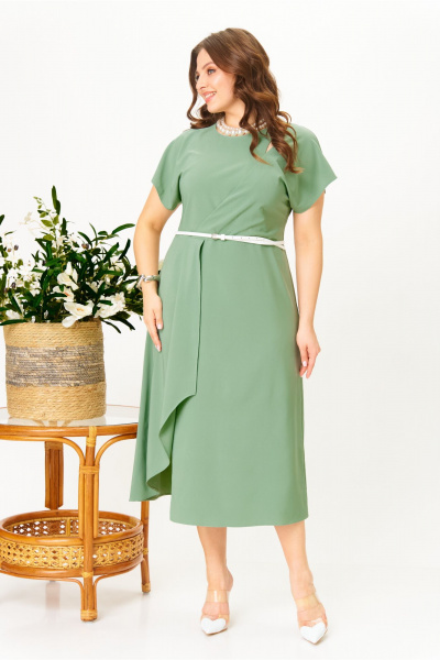 Платье AMUARt 1044 оливково-зеленый - фото 10