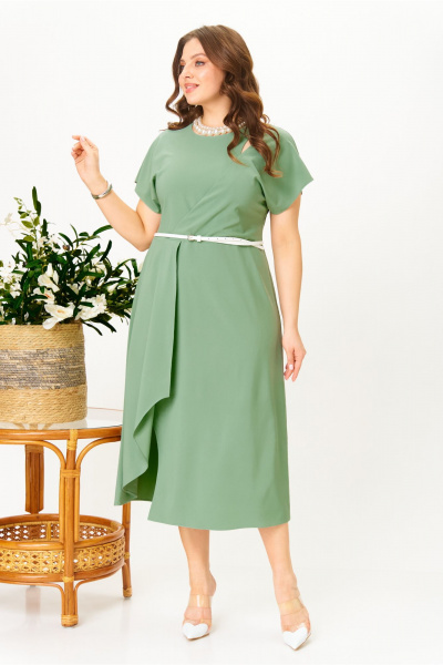 Платье AMUARt 1044 оливково-зеленый - фото 9