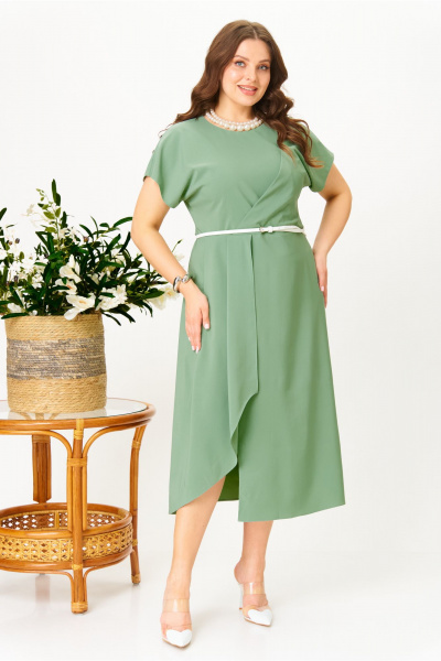 Платье AMUARt 1044 оливково-зеленый - фото 8