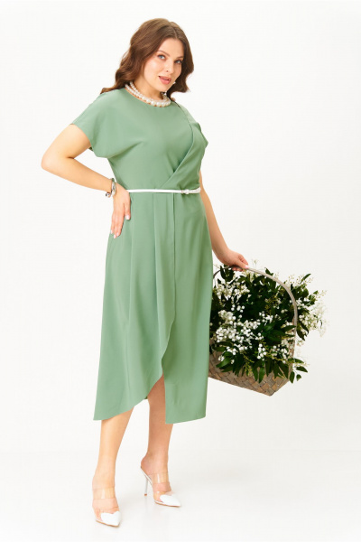 Платье AMUARt 1044 оливково-зеленый - фото 7