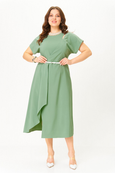 Платье AMUARt 1044 оливково-зеленый - фото 4