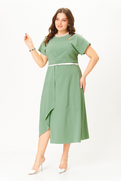 Платье AMUARt 1044 оливково-зеленый - фото 3