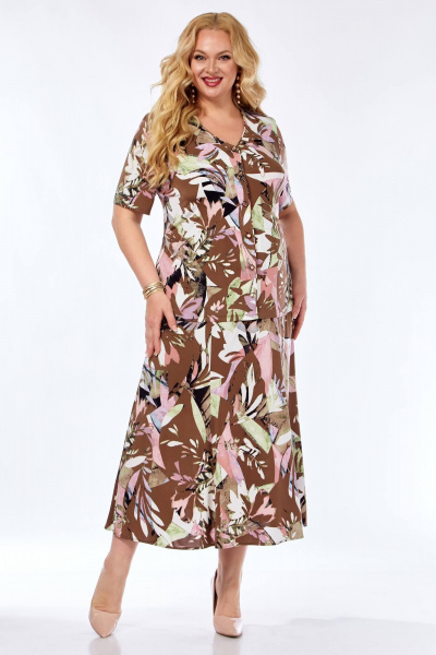 Жакет, юбка Линия Л А-2073 коричневый - фото 1