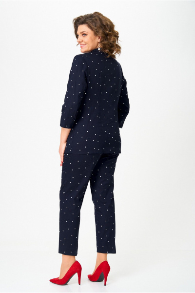 Брюки, жакет БелЭльСтиль 412-3_03_22+586-2_87_22 темно-синий_горох - фото 7
