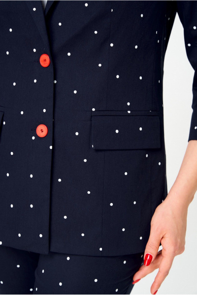 Брюки, жакет БелЭльСтиль 412-3_03_22+586-2_87_22 темно-синий_горох - фото 6