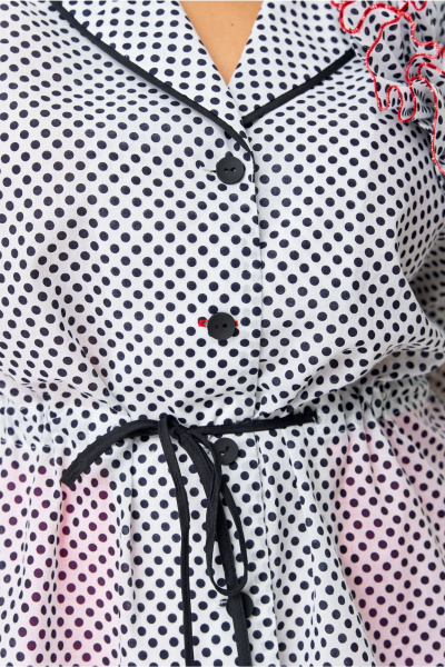 Блуза, брюки Орхидея 1580 черно-белый горошек-красный - фото 6