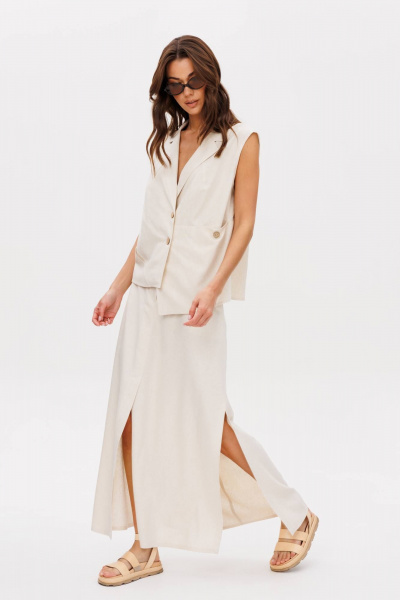 Жилет и юбка летний костюм с разрезом и застежкой Fantazia Mod 4820 - фото 2