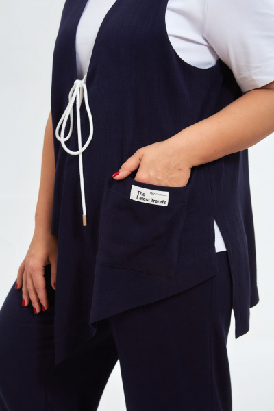 Комплект брюк жилет футболка в стиле бохо OVERYOU М146/1 синий - фото 7