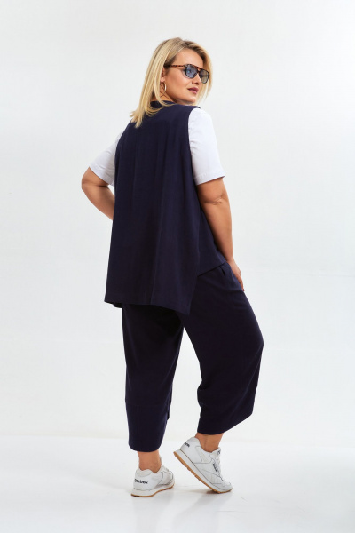 Комплект брюк жилет футболка в стиле бохо OVERYOU М146/1 синий - фото 6