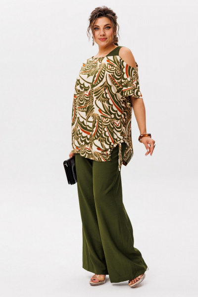 Блуза, брюки Anelli 1537 матча_с_корицей - фото 10