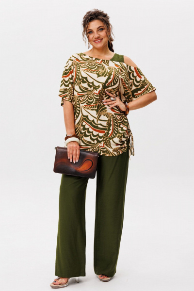 Блуза, брюки Anelli 1537 матча_с_корицей - фото 1