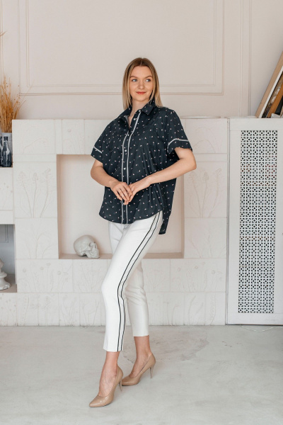 Рубашка Shymoda М_439-25 тёмно-синий/бело-красный_принт - фото 1