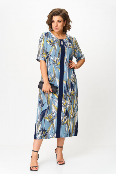 Платье Michel chic 2168 голубой_цветы - фото 1